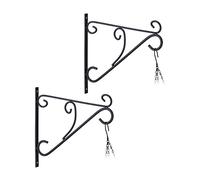 Relaxdays Crochet Suspension Plantes, Lot de 2, Support Mural, HxLxP: 28x30x2 cm, extérieur & intérieur, Fer, Noir