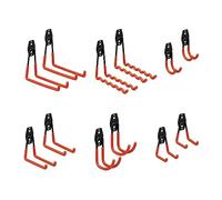 Relaxdays Crochets muraux, Lot de 12 pièces, Support pour Outils de Garage, Porte-Outils, Jardin, Acier, Noir-Orange