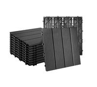 Relaxdays Dalles WPC 11 pièces 30x30 cm balcon, anthracite | résistantes extérieures, clipsables, 1 m², aspect bois