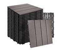 Relaxdays Dalles WPC 22 pcs, clipsables résistantes Aspect Bois 30x30 cm, Gris, 2 m² Balcon/terrasse