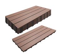 Relaxdays Dalles WPC 6 pcs 60x30 cm résistant aux intempéries, Clips, Brun, 1,8 m², Effet Bois