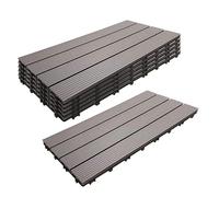 Relaxdays dalles WPC 6 pièces 60x30 cm, balcon/terrasse, résistantes, gris | système clic, 1,1 m², aspect bois