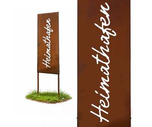 Relaxdays déco Jardin Fer patiné Heimathafen, HB 85 x 28 cm, Brun, Piquet résistant aux intempéries