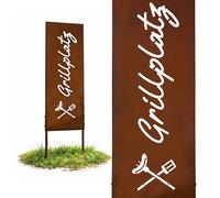 Relaxdays déco Jardin Fer rouillé Grillplatz, HxL 85 x 28 cm, Piquet à Planter résistant aux intempéries, Brun