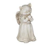 Relaxdays Décoration pour la Tombe de Votre Boule de Poils, résistante aux intempéries, en Forme de Chat ailé, crème