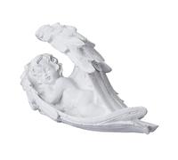 Relaxdays Décoration pour Une Tombe, Ange endormi, résiste aux UV, aux intempéries, au Gel, HLP 13 x 21 x 9 cm, Blanche