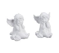 Relaxdays Décoration pour Une Tombe, Lot de 2, polyrésine, résistante aux intempéries et au Gel, HLP 10x7x9 cm, Blanche