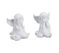 Relaxdays Décoration pour une tombe, lot de 2, polyrésine, résistante aux intempéries et au gel, HLP 10x7x9 cm, blanche