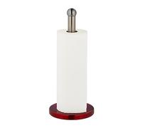 Relaxdays Dérouleur Non Fixe essuie-Tout, Acier Inoxydable, Support pour la Cuisine, HxD : 35 x 15 cm, argenté - Rouge