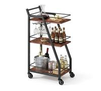 Relaxdays - desserte 3 niveaux, porte-verres, style industriel, 83 x 39 x 29 cm, brun/noir
