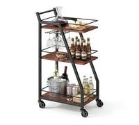 Relaxdays - desserte 3 Niveaux, Porte-Verres, Style Industriel, Brun/Noir | 83 x 39 x 29 cm