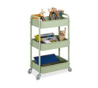 Relaxdays Desserte de cuisine, 3 niveaux, chariot, HLP : 71,5 x 43,5 x 29,5 cm, salle de bain, bureau, vert