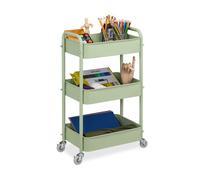 Relaxdays Desserte de cuisine, 3 niveaux, chariot, HLP : 71,5 x 43,5 x 29,5 cm, salle de bain, bureau, vert