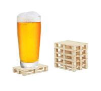 Relaxdays Dessous de verre bois, lot de 6, mini palettes pour tasses, verres, bois, sous bock, 2x12x8 cm, nature