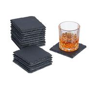 Relaxdays Dessous de verre en ardoise lot de 16