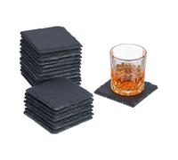 Relaxdays dessous de verre lot de 20 sous-verres carrés 10x10 cm pour boissons raclette en ardoise anthracite