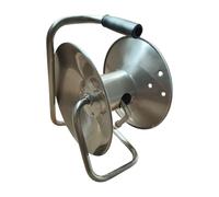 Relaxdays dévidoir d'arrosage, acier inoxydable, pour tuyau 15 m 1/2", H x L x P : 36 x 22 x 27,5 cm, argenté