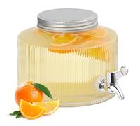 Relaxdays Distributeur de Boisson, 2,8 litres, Robinet et Couvercle, Design décoratif, pour Votre Limonade, Transparent
