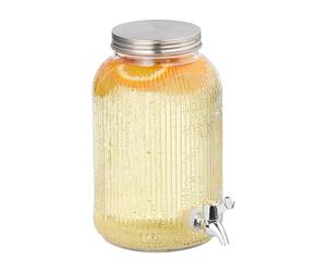 Relaxdays Distributeur de Boisson, 4 l, avec Robinet et Couvercle, Design décoratif, pour Votre Limonade, Transparent