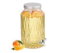 Relaxdays Distributeur de Boisson, 5 litres, Design géométrique, Robinet et Couvercle, pour Votre Limonade, Transparent