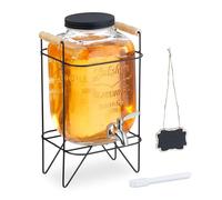 Relaxdays Distributeur de Boisson, avec Support Pratique, 5 litres, Robinet et Couvercle, Transparent