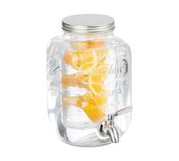 Relaxdays Distributeur de Boisson, avec Tube pour Fruits, 4 litres, Robinet et Couvercle, Transparent