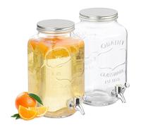 Relaxdays Distributeur de Boisson, lot Pratique de 2, Robinet et Couvercle, pour la Limonade, Transparent