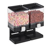 Relaxdays Distributeur de céréales Double, Rangement pour muesli, cornflakes, Fruits secs, Bonbons, Riz, Plastique, Noir