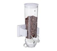 Relaxdays Distributeur de céréales, montage mural, 1,7 L, bonbons, aliments secs, HLP 31x16x14 cm, blanc