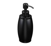Relaxdays Distributeur de Savon, Rechargeable, Acier Inoxydable, 350 ML, pour la Salle de Bain et la Cuisine, Noir