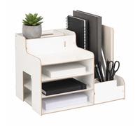 Relaxdays Document de rangement, DIN A4, 2 porte-documents, HBT: 28x37x29 cm, blanc, organisateur de bureau, Home Offic