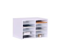 Relaxdays Documentation en Bambou, A4, 10 Compartiments, Bureau, H x L x P 31 x 49 x 31 cm, Organiseur, Blanc