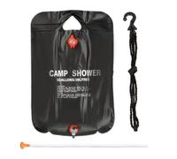 Relaxdays Douche solaire 20 litres, camping, randonnée, à suspendre, pliable, avec douchette, extérieur, mobile, noir