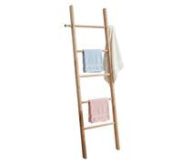 Relaxdays échelle à Serviettes, Porte-Serviettes Salle de Bains, Naturel | 5 barreaux, H x L : 170 x 43 cm, bois de noyer