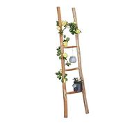 Relaxdays Echelle décorative en bois, 150 cm, jardin, 4 barres, châtaignier, artisanal, habits et serviettes, nature
