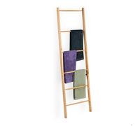 Relaxdays échelle porte-serviettes, 6 barres, serviettes, vêtements, HxL : 170 x 55 cm, salle de bain, bois, nature
