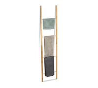 Relaxdays Échelle Porte-serviettes bambou pliable, Support serviettes 4 barres salle de bain torchon,180x42x2 cm, nature