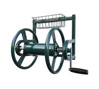 Relaxdays Enrouleur de Tuyau, INOX, 40 m, Mural, raccord Rapide, Panier, HxLxP 56x48x42 cm, Jardin, Vert