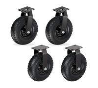 Relaxdays Ensemble 2 roulettes Fixes/pivotantes, Roues pneumatiques 3.00-4, Plaque Transport 120 kg, Noir, 27x26x13.5 cm