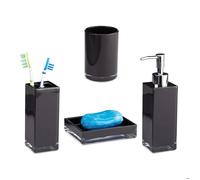 Relaxdays Set 4 accessoires de salle de bain