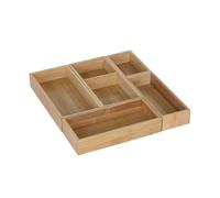 Relaxdays Ensemble 5 Pièces pour Tiroirs Universel, Rangement Couverts, Bijoux, Stylos - Naturel, 27x12.5x5 cm