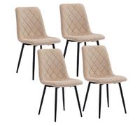 Relaxdays Chaises Salle à Manger Lot de 4 Velours Pieds métal 120 kg Beige