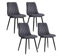 Relaxdays Chaises, Lot de 4, Velours, Pieds métal, 120 kg, Anthracite
