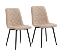 Relaxdays Chaises Salle à Manger 2 pcs Velours Pieds métal Beige 120kg
