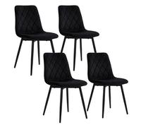 Relaxdays Chaises Salle à Manger lot x4 Velours Pieds métal Noir 120kg