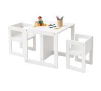 Relaxdays Ensemble Enfant 3 pcs: Table + 2 chaises, Blanc | Tabouret pivotant, banc, ensemble de sièges Montessori
