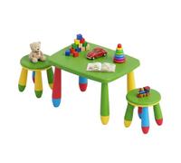 Relaxdays Ensemble Enfant, Table + 2 tabourets, coloré, Lavable | plastique léger, coin salon pour chambre d'enfant