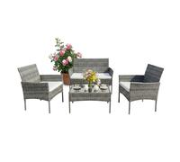 Relaxdays Ensemble jardin en polyrotin, 4 pièces