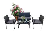 Relaxdays Ensemble jardin résine tressée 4 pièces