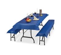 Relaxdays Ensemble Pour Tente À Bière 3 Éléments Nappe Table À Bière Housses Banc Tente Bleu
